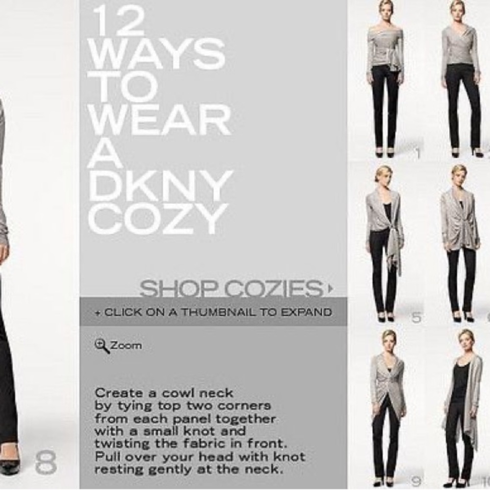 Donna Karen New York multi-way cozy/wrap cardigan/￼sweater size XS-S